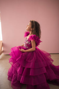 Retired rental euc "Dazzling Merlot" -Toddler Floor Length Gown - (3-5 year)