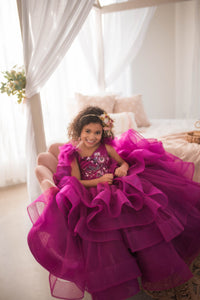 Retired rental euc "Dazzling Merlot" -Toddler Floor Length Gown - (3-5 year)