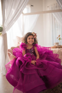 Retired rental euc "Dazzling Merlot" -Toddler Floor Length Gown - (3-5 year)