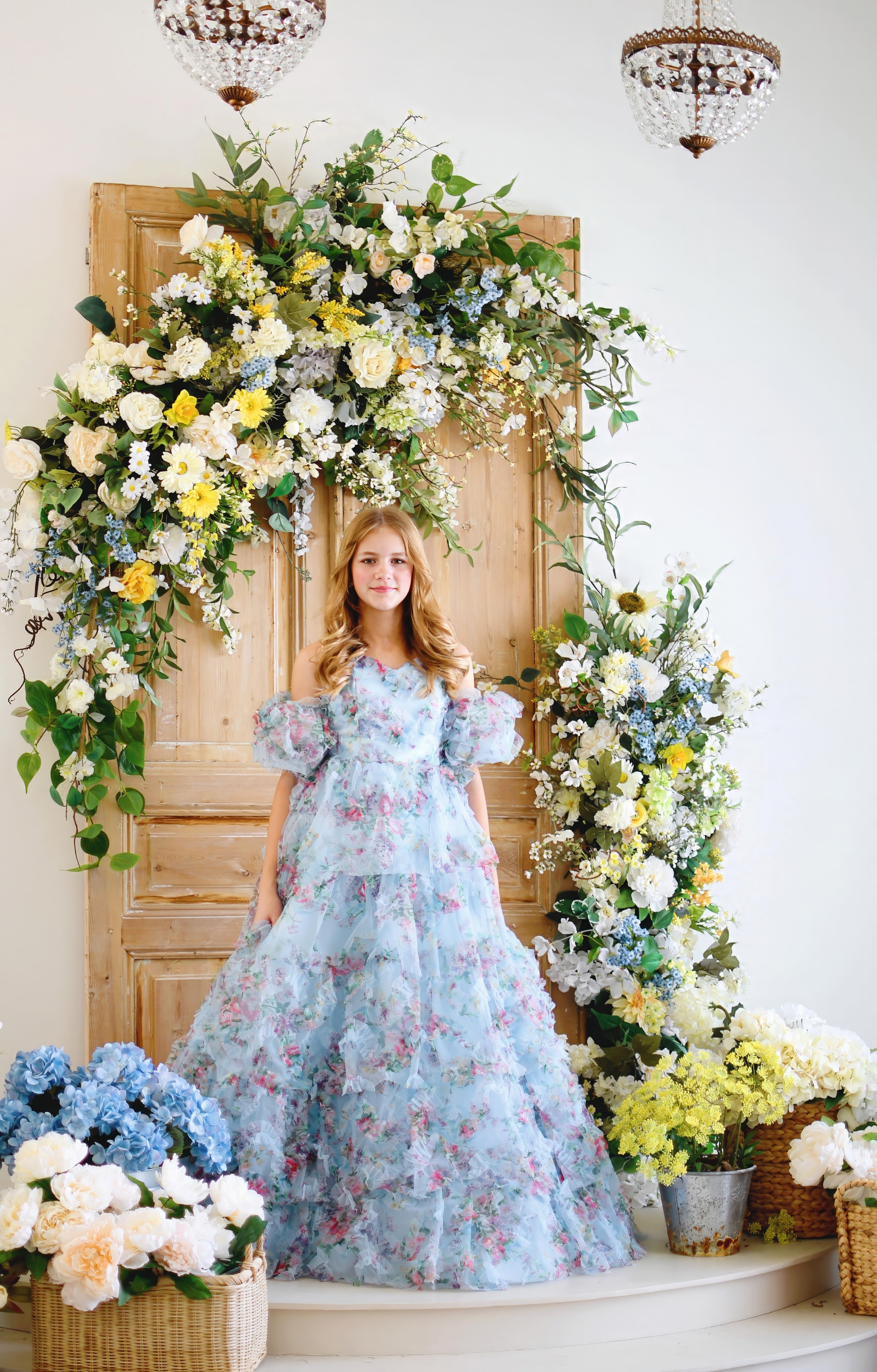 Floral Chiffon Floor-Length Gown - Perfect for Teen Dream Photoshoots