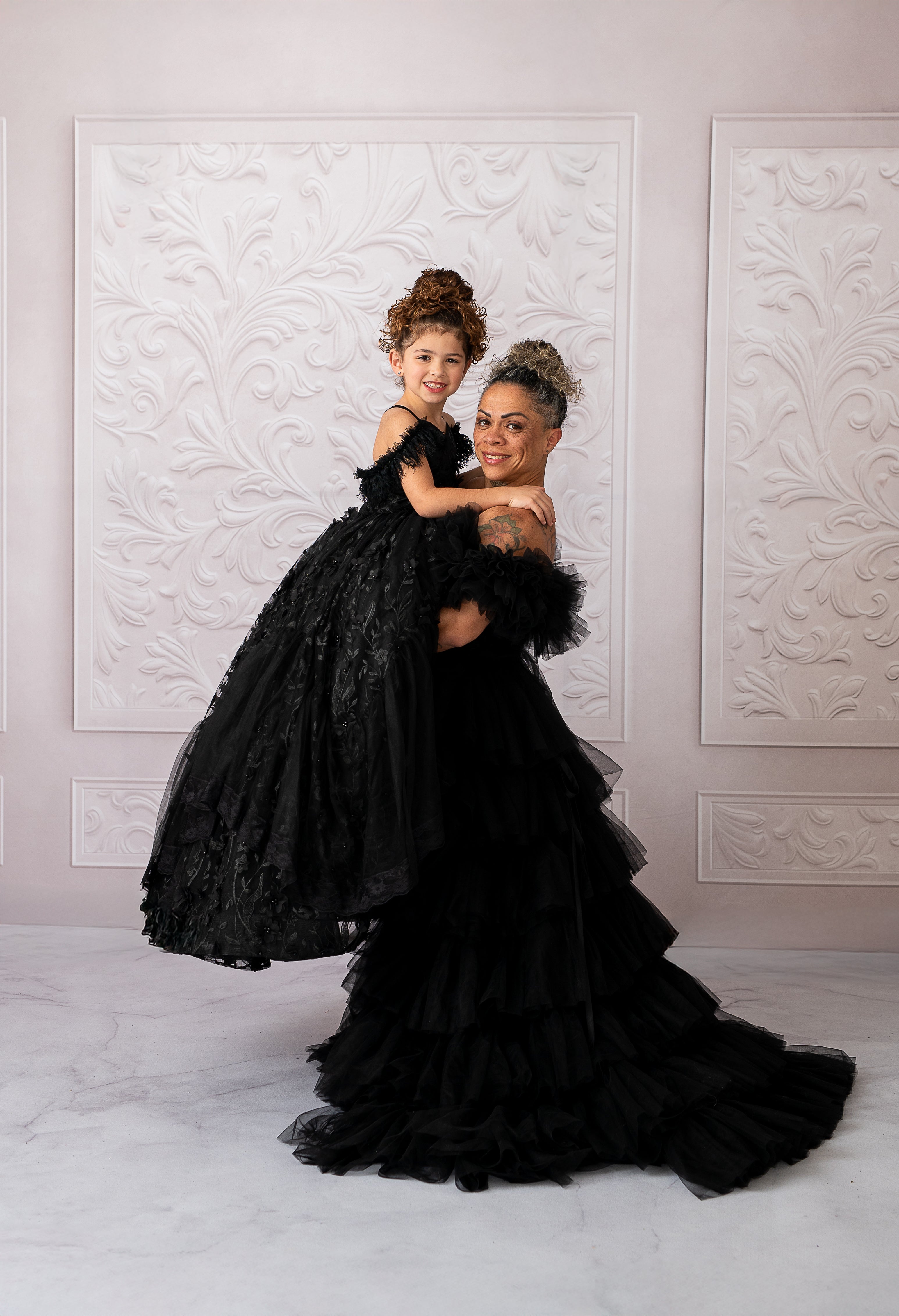 AURORA Floor Long Couture Rental Gown Black  (11 year-Pettie Adult 4)