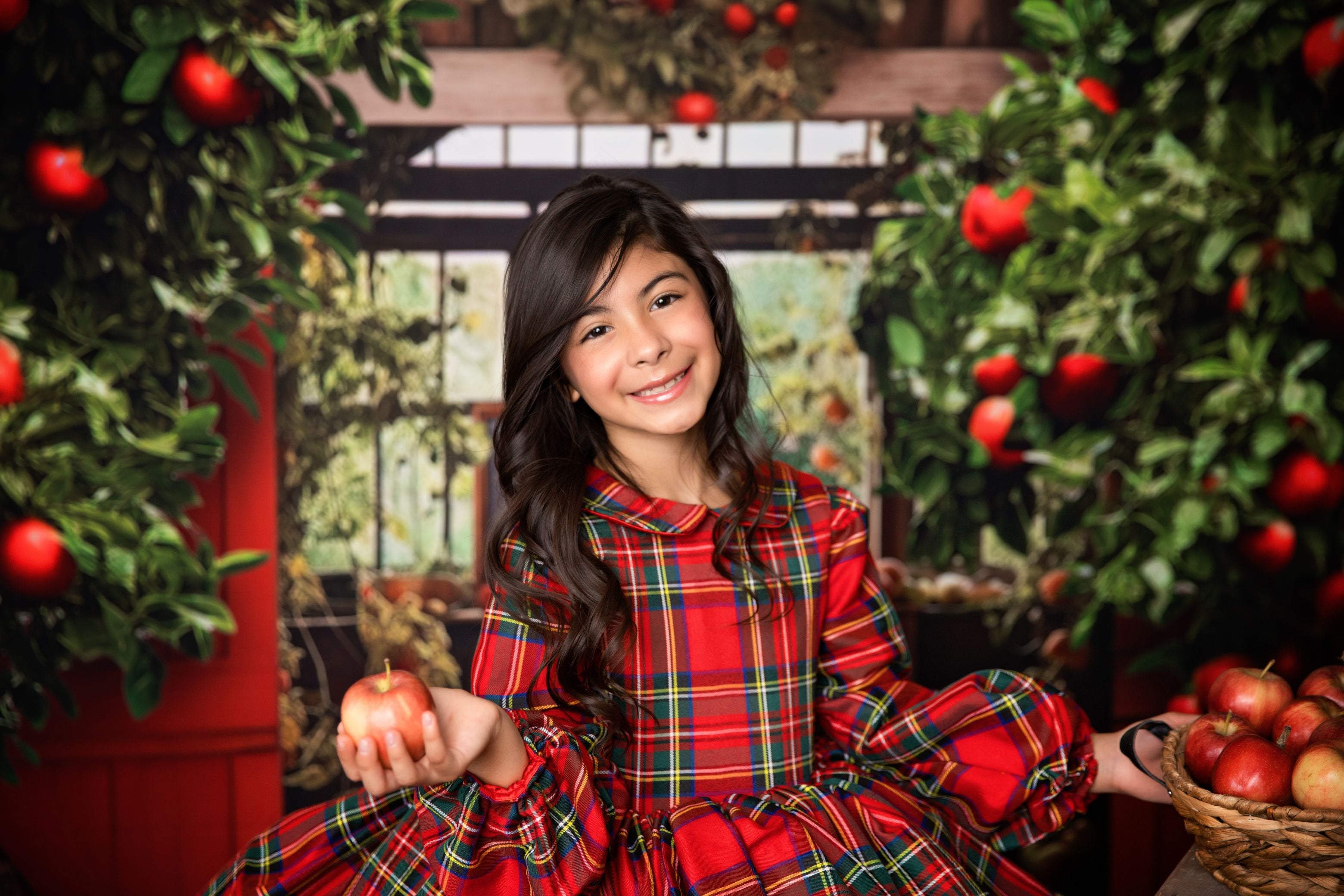 Couture gown rental: "Darling Plaid" Red Vintage Dress Sleeve ( 5 Year - Petite 6 Year)