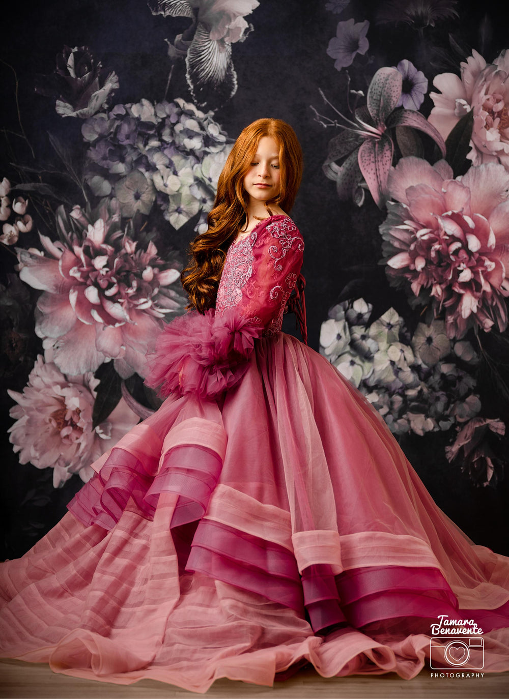 new CONDITION "Whispering Pink " - Floor Length Gown+detach lace sleeves - (8 - 11 YEAR)