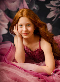 new CONDITION "Whispering Pink " - Floor Length Gown+detach lace sleeves - (8 - 11 YEAR)