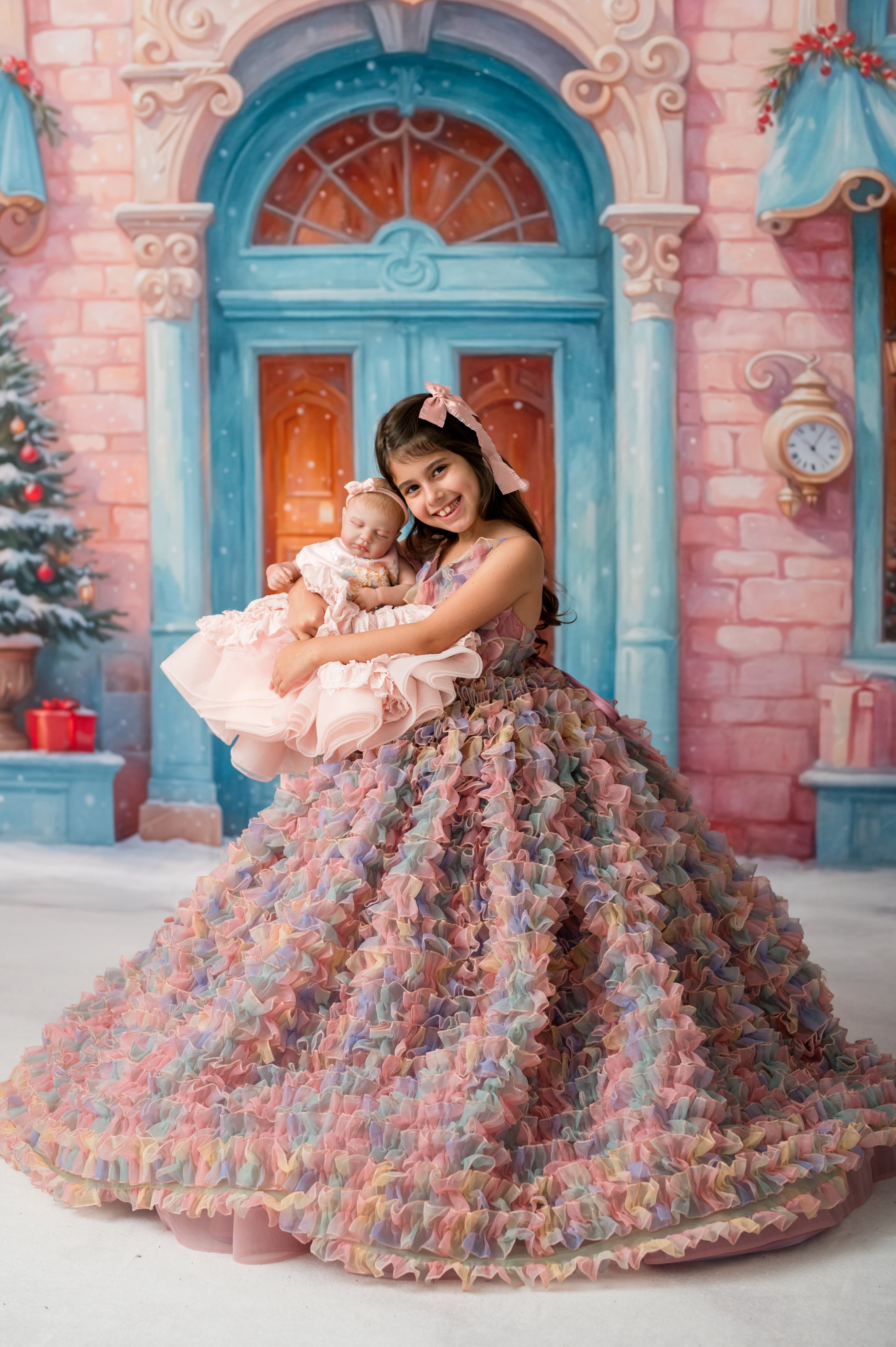 LolliLuxe Convertible Gown – Floor-Length Ruffle Dress with Detachable Bodice & Bow | Girls (7Year–Petite 8 Year)