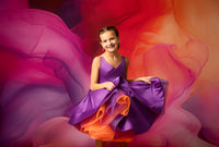 ready to ship Reversible "Taylor" PURPLE /ORANGE  Petal  Length Dress 8-9 YEAR