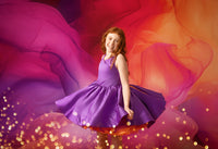 ready to ship Reversible "Taylor" PURPLE /ORANGE  Petal  Length Dress 8-9 YEAR