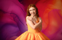 ready to ship Reversible "Taylor" PURPLE /ORANGE  Petal  Length Dress 8-9 YEAR