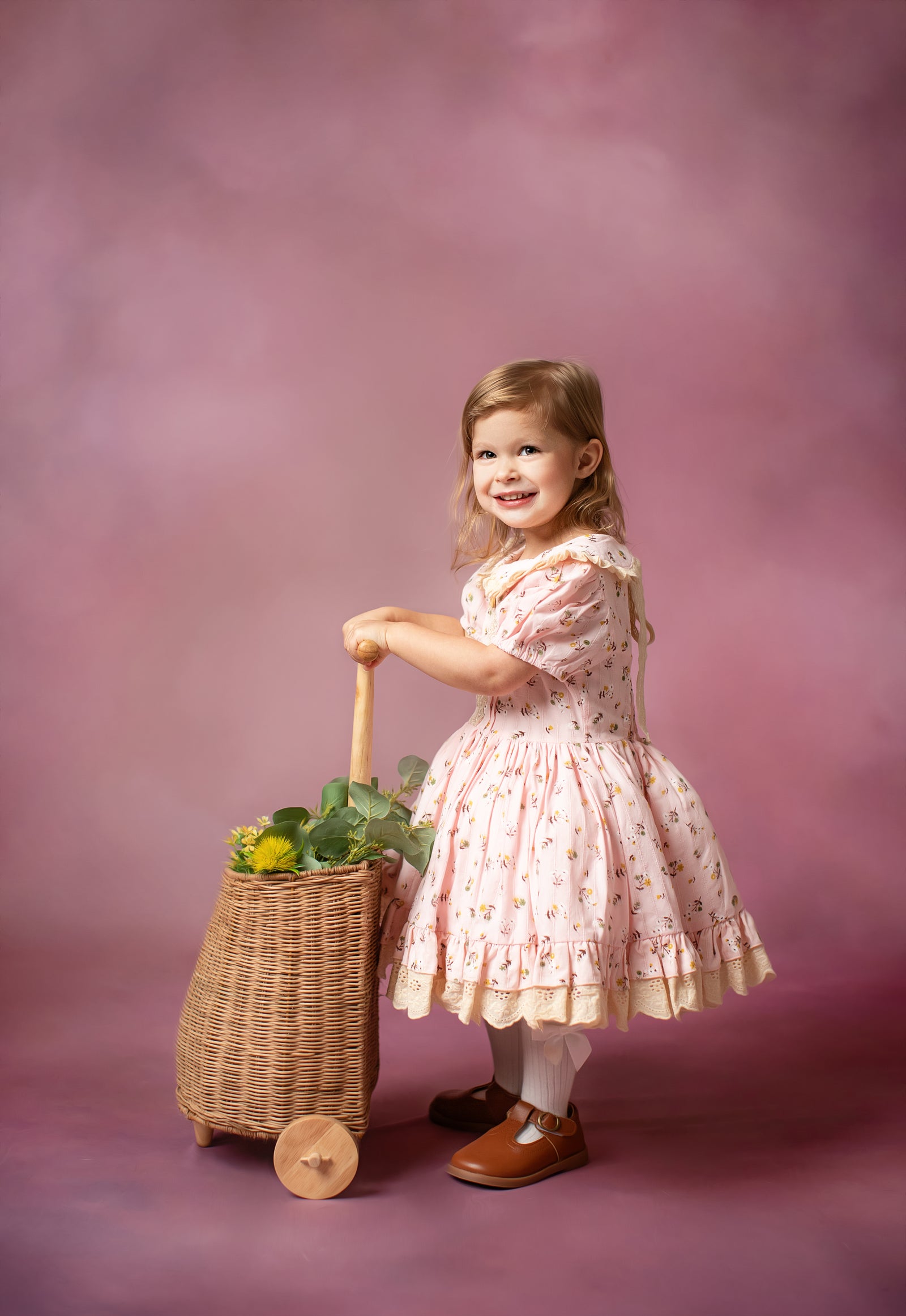 Garden Affair Vintage Inspired Dress -Set includes Dress, Bow, detachable apron