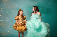 Rts euc"Ethereal Whisper" -Floor Length Gown-Aqua - (6-7 Year)