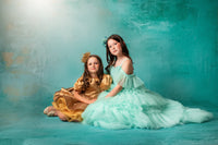 Rts euc"Ethereal Whisper" -Floor Length Gown-Aqua - (6-7 Year)