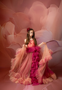 NEW Blush Blossom - Floor Long Couture Rental Gown  (6 year-Pettie 8 year)