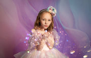 Chasing Rainbows | Customizable Pastel Dress with Detachable Tulle Sleeves for Photography & Special Occasions