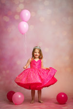 Custom sequin petal gown in bright colors

