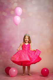 Custom sequin petal gown in bright colors

