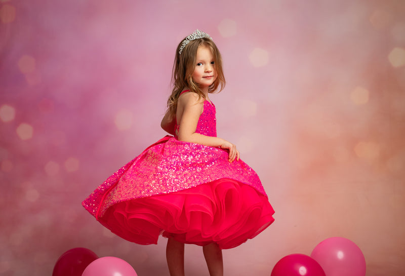 Playful birthday gown with shimmer

