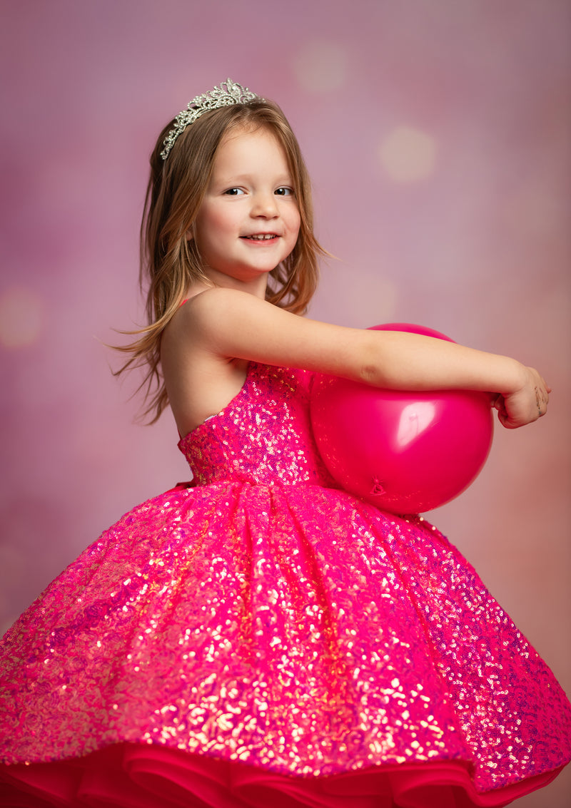 Rainbow sequin petal dress options


