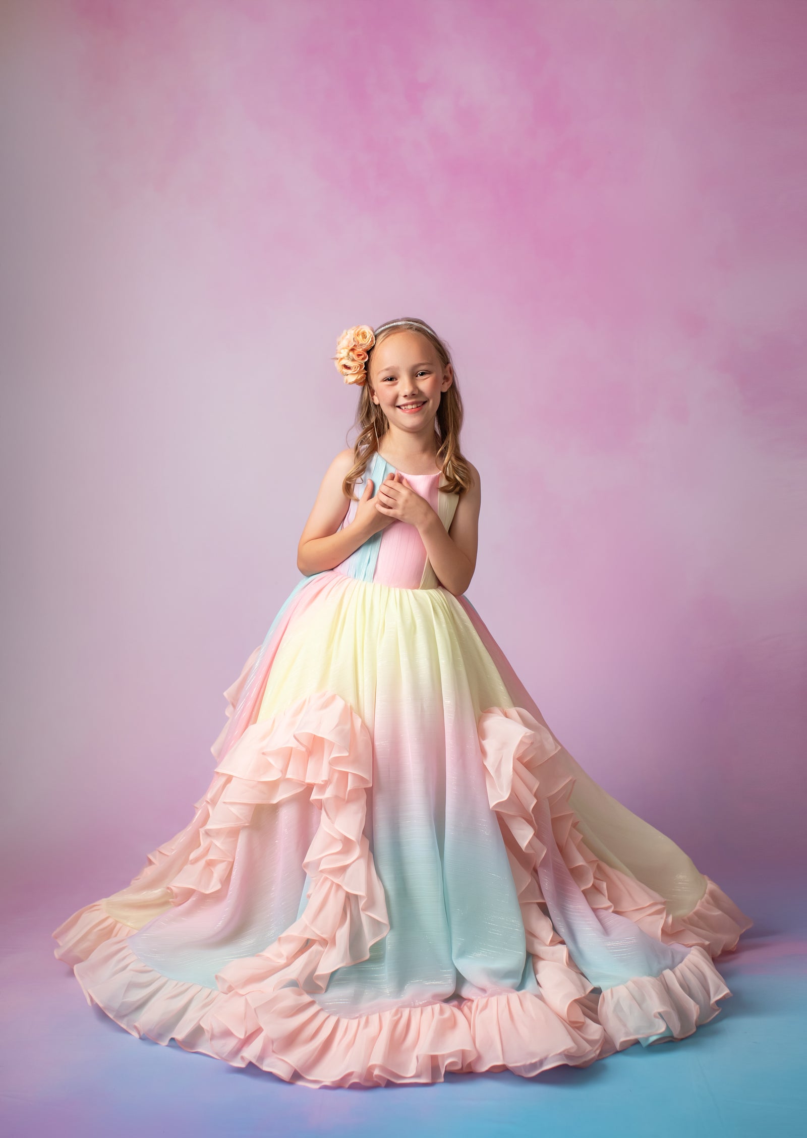Limited Edition Couture Gown "Petal Whispers" Pastel | Floor-Length Dress | Editorial Couture for Special Occasions