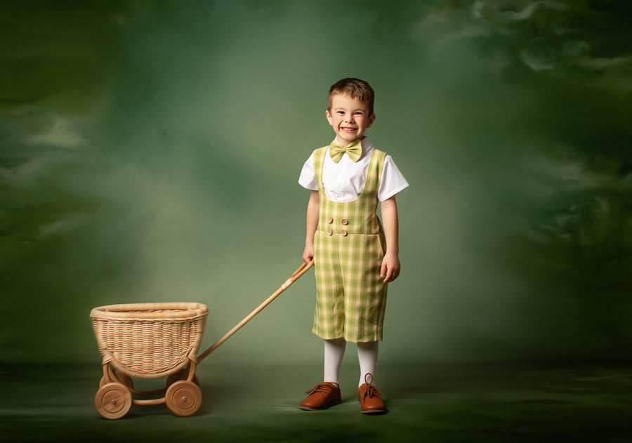 Dapper: Suspender Adventure Set-Includes 4 boys sets (2 pair of yellow plaid shorts/vest) + (2 pair of Green plaid shorts/vest )( 5 Year - Petite 9 Year)