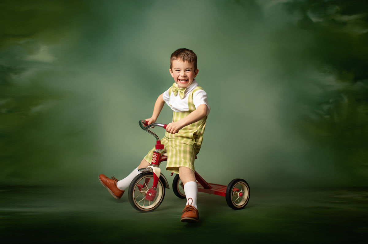 Dapper: Suspender Adventure Set-Includes 4 boys sets (2 pair of yellow plaid shorts/vest) + (2 pair of Green plaid shorts/vest )( 5 Year - Petite 9 Year)