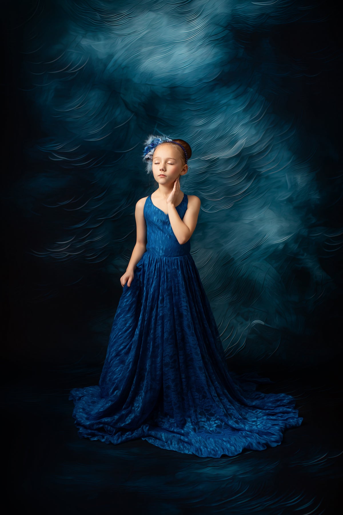Girl wearing Everly Dress with floral crown for spring shoot

