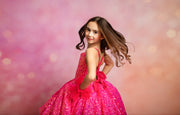 Layered tulle pink gown for special occasions


