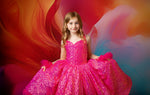 Sparkling Princess gown in pink, perfect for pageants and photography sessions.