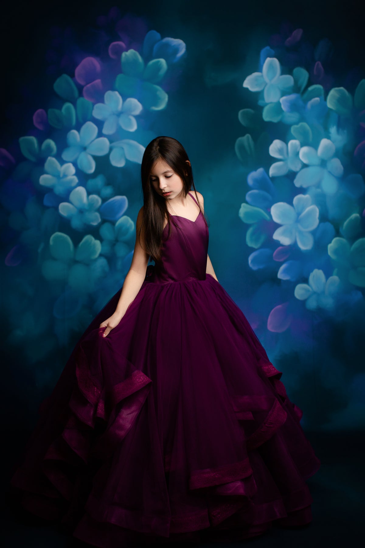 Cascade custom Solid gown- choose color Editorial Dress, Couture Gown, Special Occasion Dress