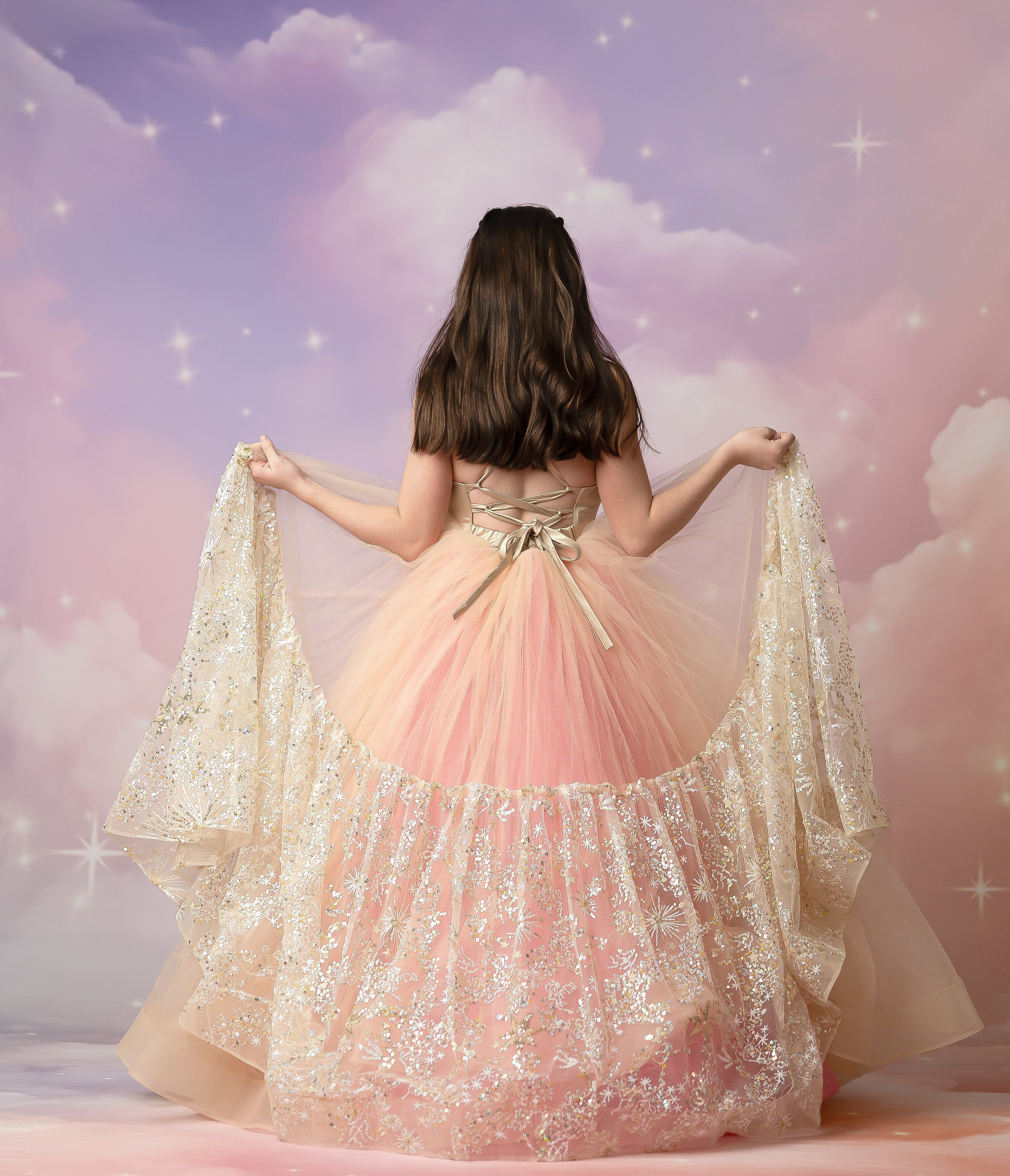 "Nassau" -  Stars tulle Floor Length ( 8 Year - 9 Year)