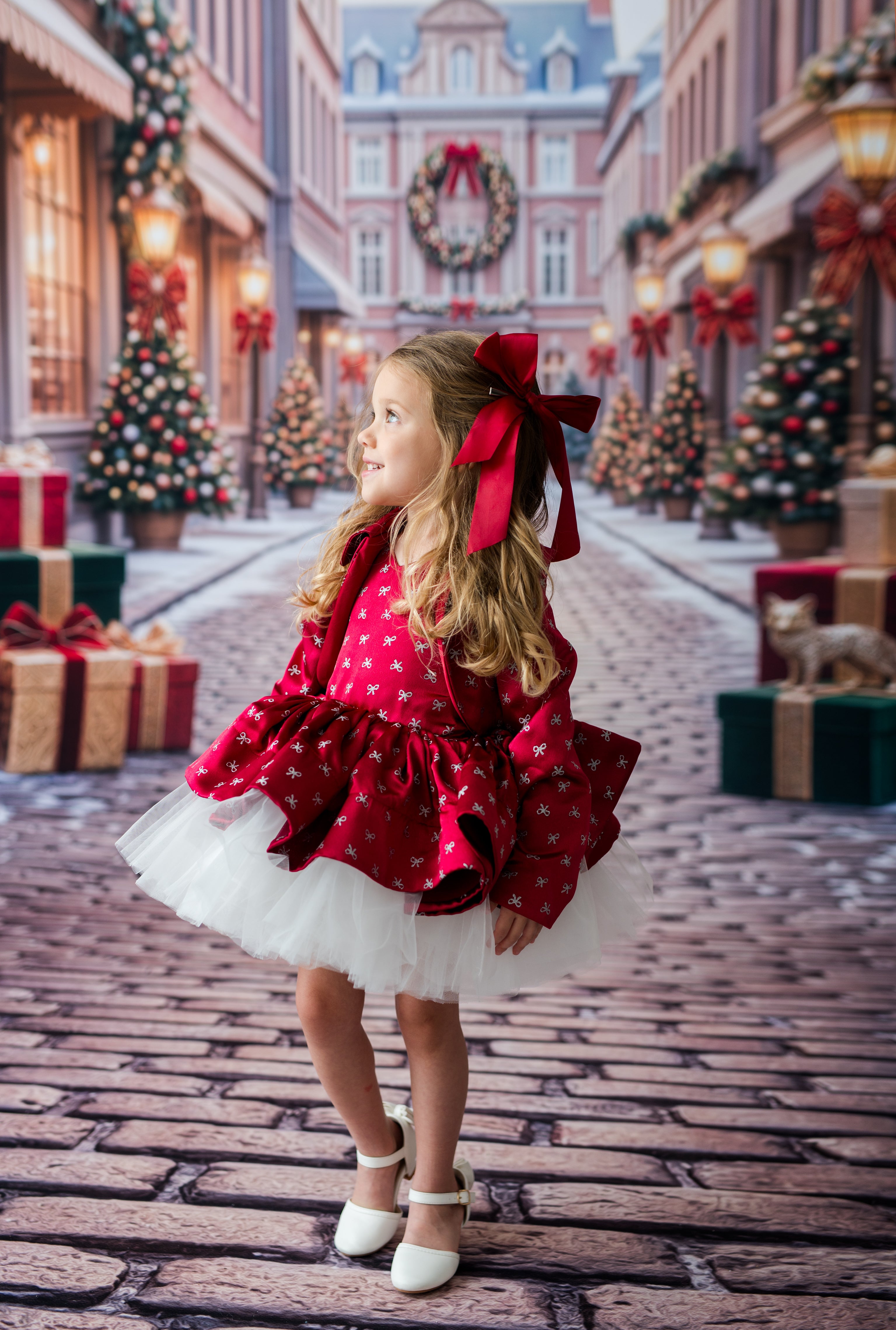 The Scarlet Snowfall 3-Piece Couture Rental | Dress + Detachable Jacket & Faux Fur Cape | Fits 3Y–4Y