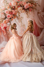 "Fine art photography gown for children with romantic floral detailing"
