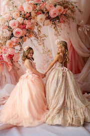"Fine art photography gown for children with romantic floral detailing"