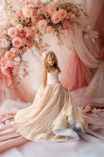 "Whimsical Garden of Dreams dress perfect for milestone portraits and photography sessions"