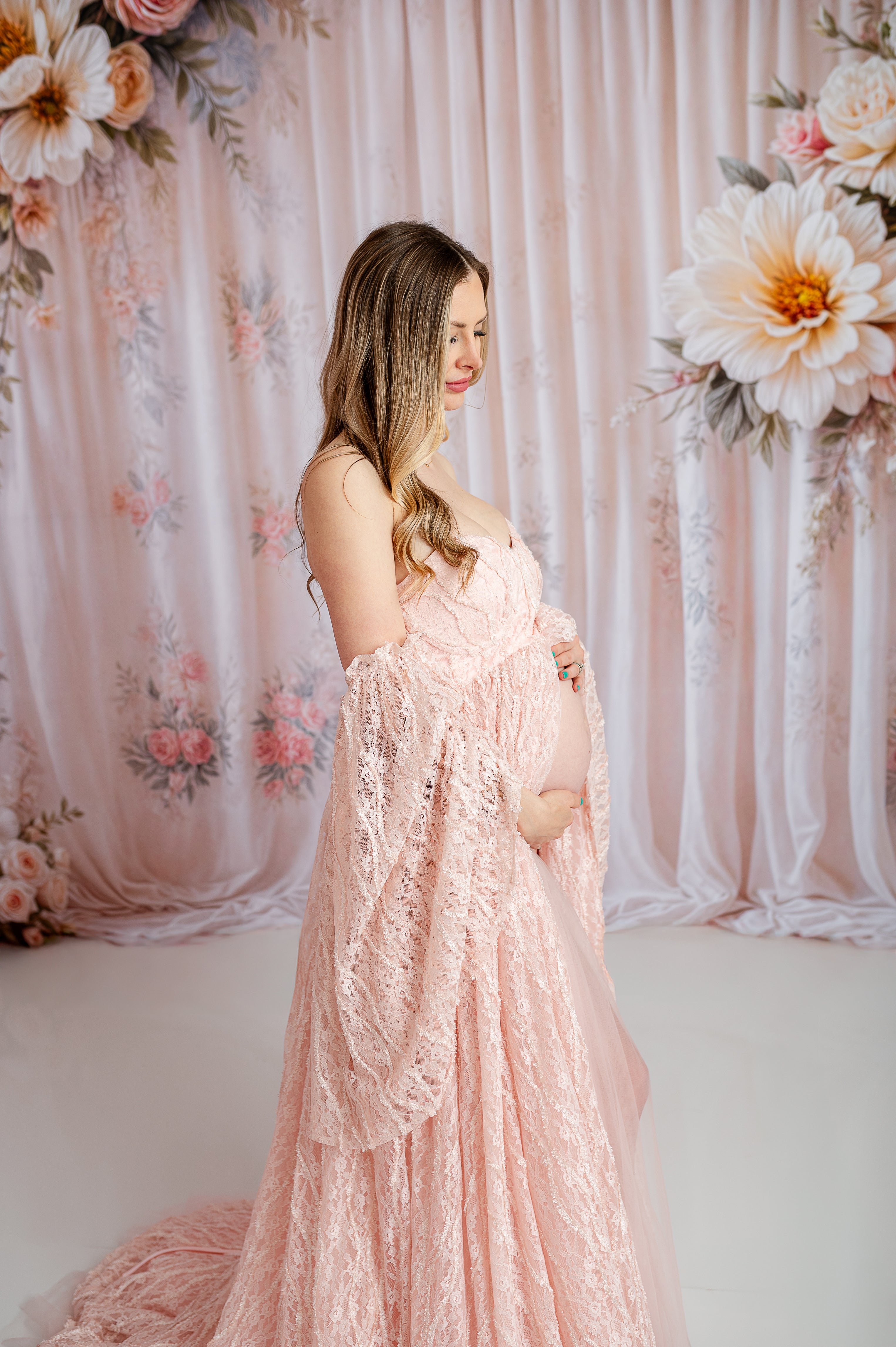 "Lace Reverie" Floor-Length Gown (Sizes 0-10) – Maternity & Non-Maternity Friendly