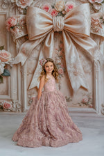 Elegant couture dress with delicate sparkling lace details for a timeless look.

