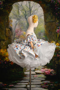 Rts "Watercolor Posy" petal Length Dress ( 5 Year - 6 Year)