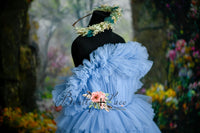 RETIRED RENTAL USED CONDIITON bodice resewn inside AURORA- cloudy blues  (14 year- Adult 2/4)