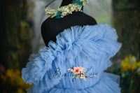 RETIRED RENTAL USED CONDIITON bodice resewn inside AURORA- cloudy blues  (14 year- Adult 2/4)