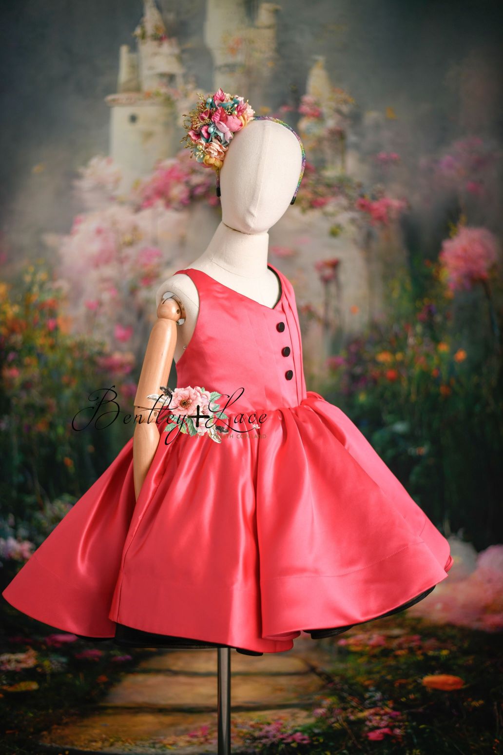 Reversible "Dolly" Pink/black  Petal  Length Dress - Editorial Dress, Couture Gown, Special Occasion Dress