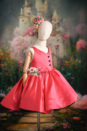 Reversible "Dolly" Pink/black  Petal  Length Dress - Editorial Dress, Couture Gown, Special Occasion Dress