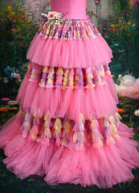 New "Sunset Sorbet" Pink Floor  Length Dress ( Teen - Petite Adult)