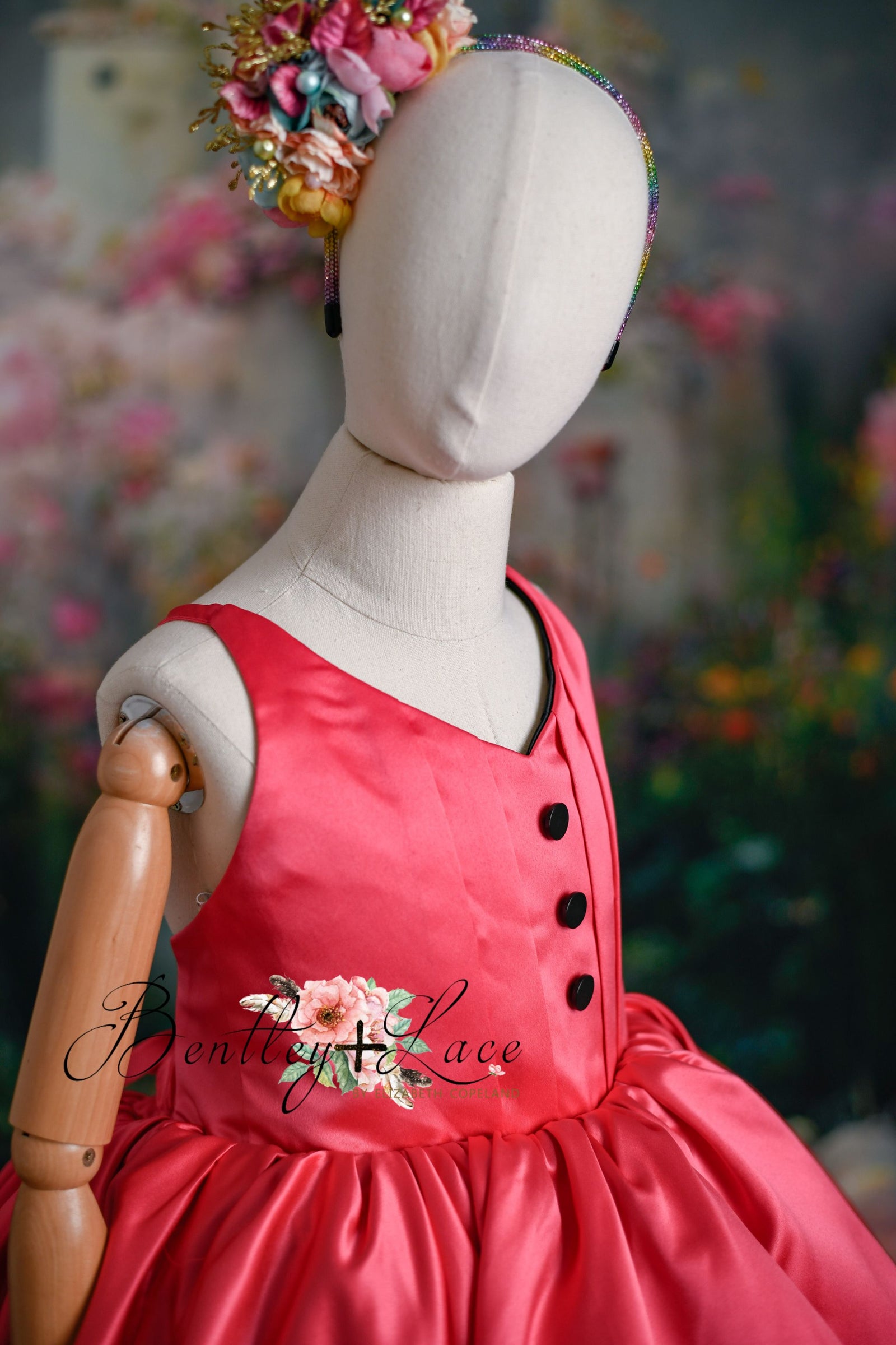 Reversible "Dolly" Pink/black  Petal  Length Dress - Editorial Dress, Couture Gown, Special Occasion Dress