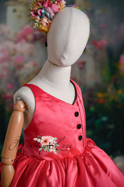 Reversible "Dolly" Pink/black  Petal  Length Dress - Editorial Dress, Couture Gown, Special Occasion Dress
