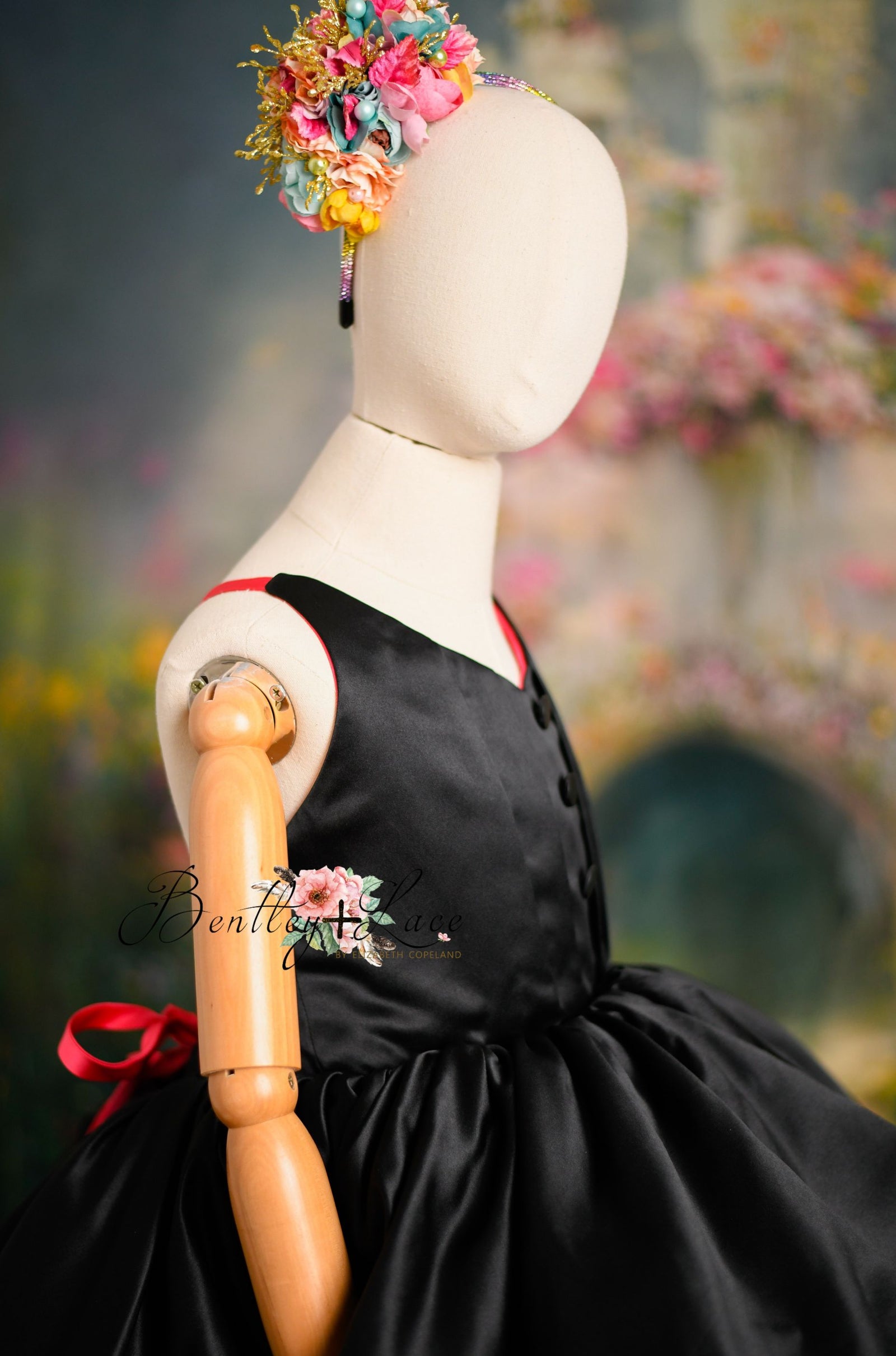 Reversible "Dolly" Pink/black  Petal  Length Dress - Editorial Dress, Couture Gown, Special Occasion Dress