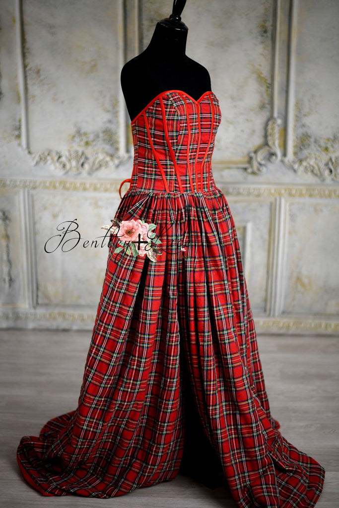 "Darling Plaid" Plaid-Red Floor Length Dress - (ADULT 4-10)