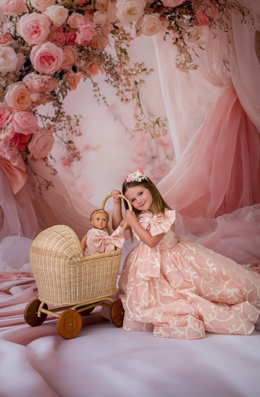 Pink Parlor Floor-Length Gown (IVORY ONLY) – Couture Editorial Dress for Special Occasions