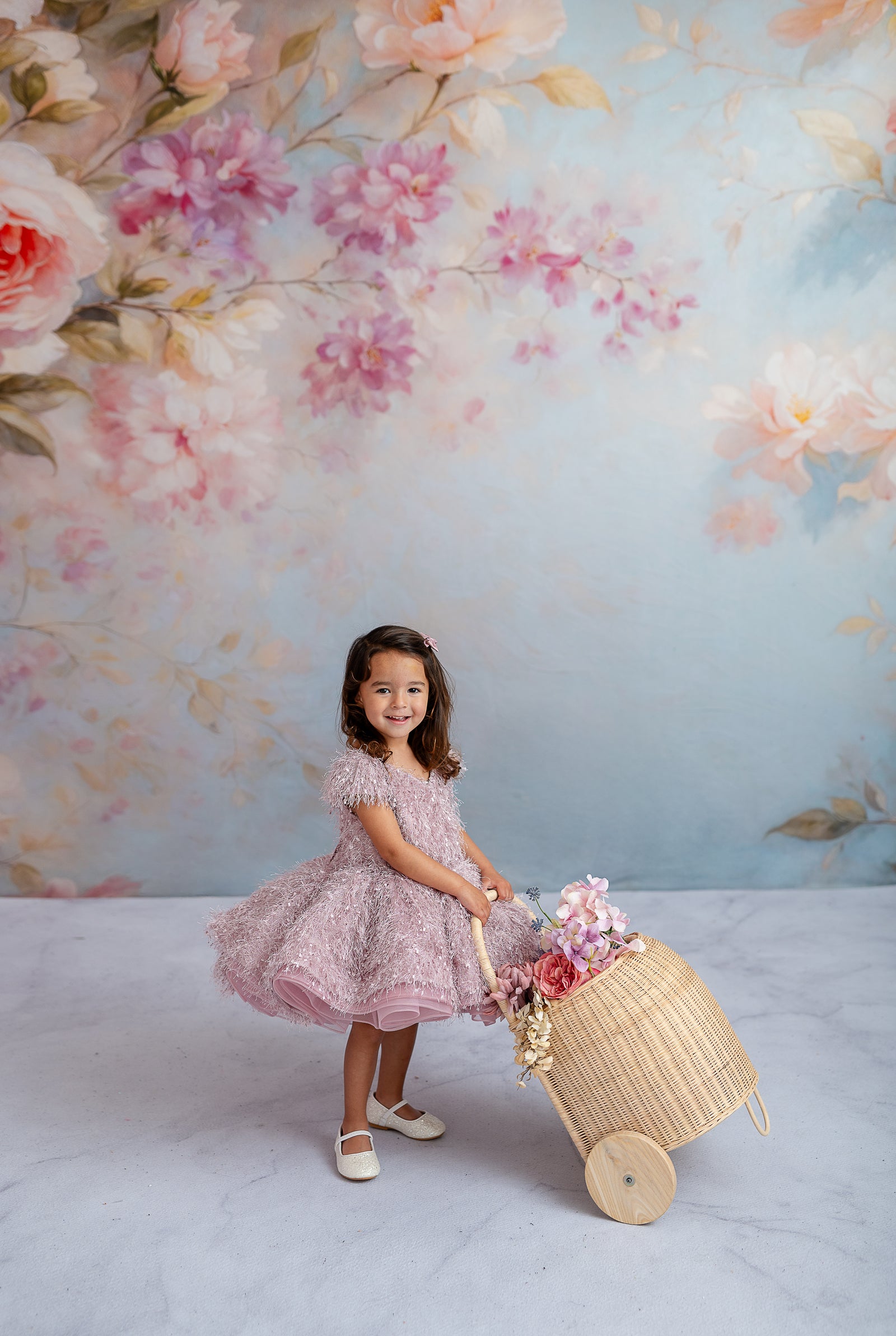 "Shimmering textured fabric and voluminous skirt of the Poppy Vintage Short-Length Dress."

