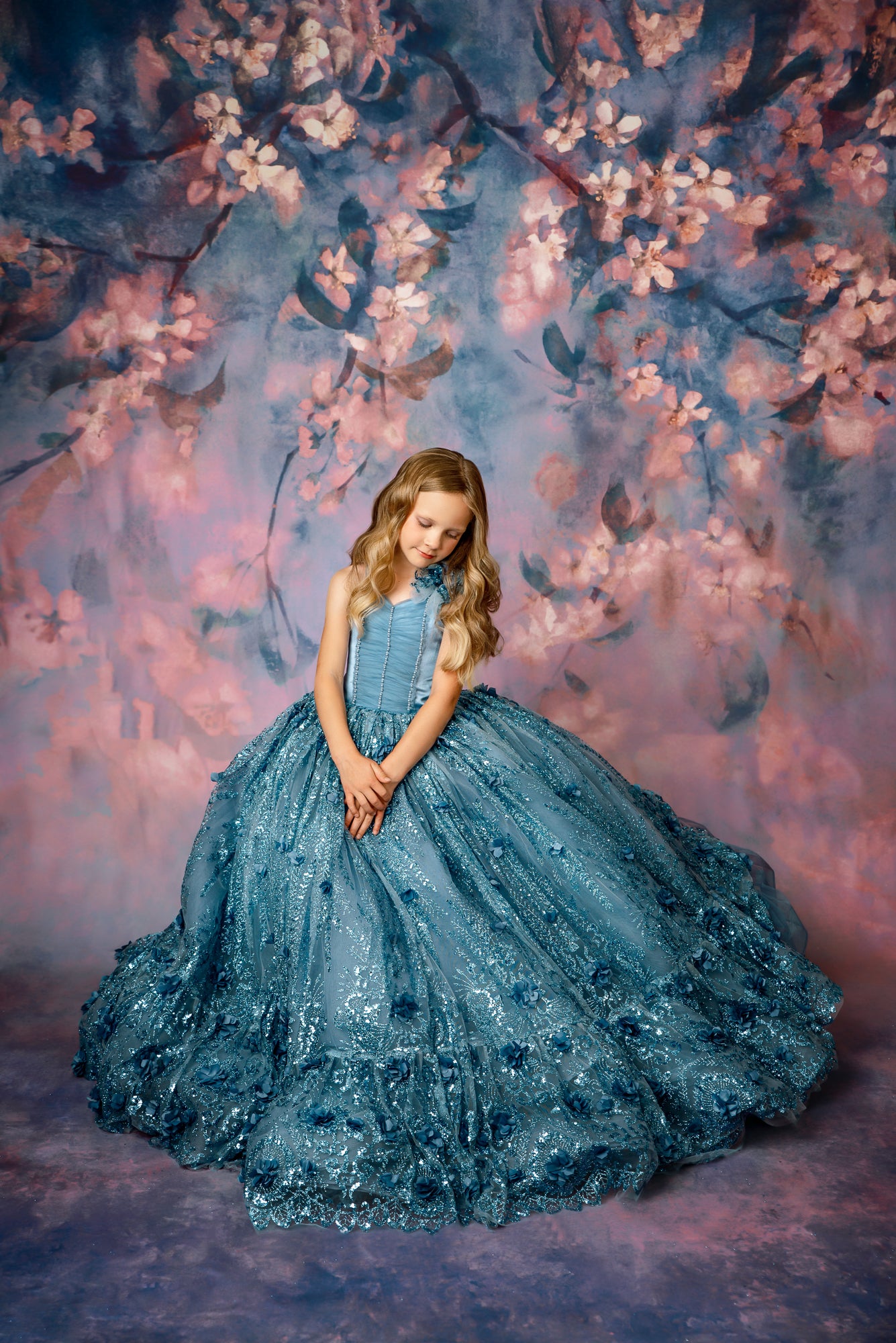 Sky Blue Lace Dusty Blue Childrens Dress With 3D Applique, Tulle Pearls,  And Floor Length For Wedding, Pageant, Birthday, Toddler And Kids From  Verycute, $45.38 | DHgate.Com