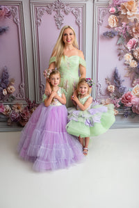 New "Meadow Mist " -   Petal length dress  ( 4 Year - Petite 7)