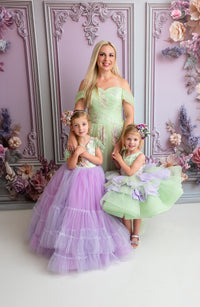 New "Meadow Mist " -   Petal length dress  ( 4 Year - Petite 7)